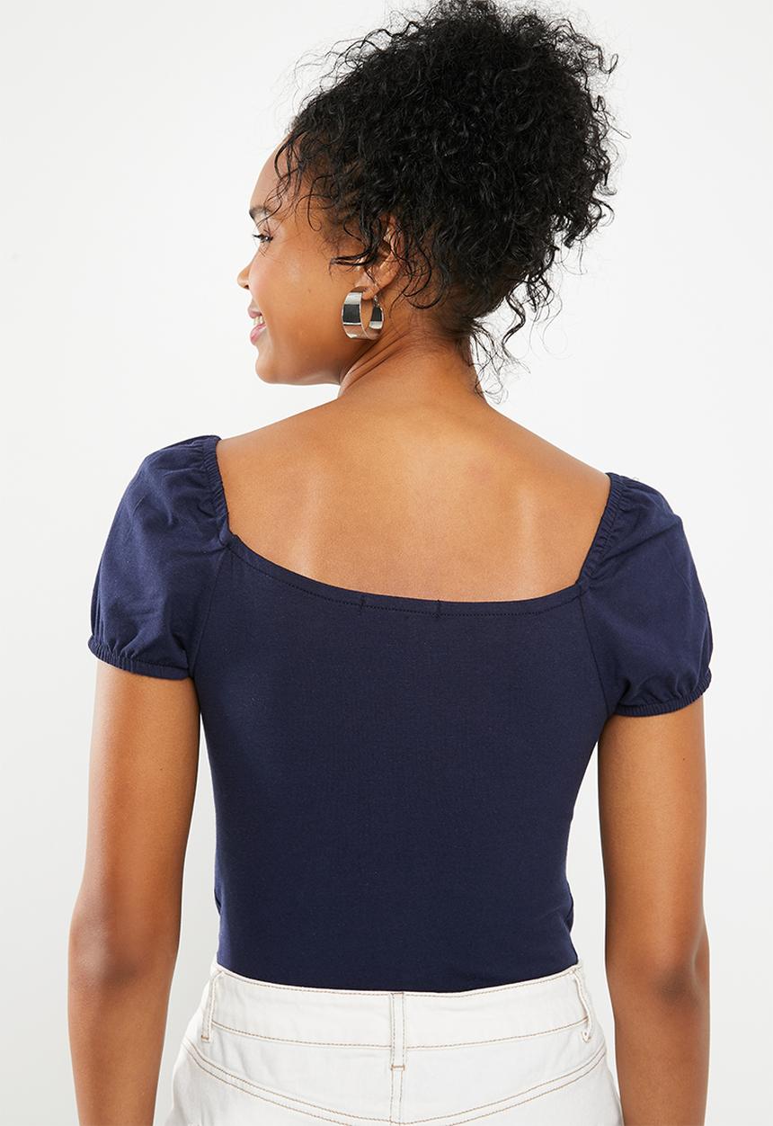 Superbalist - Puff sleeve knit tee - navy
