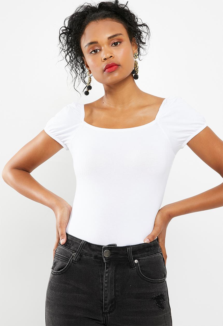 Superbalist - Puff sleeve knit tee - white