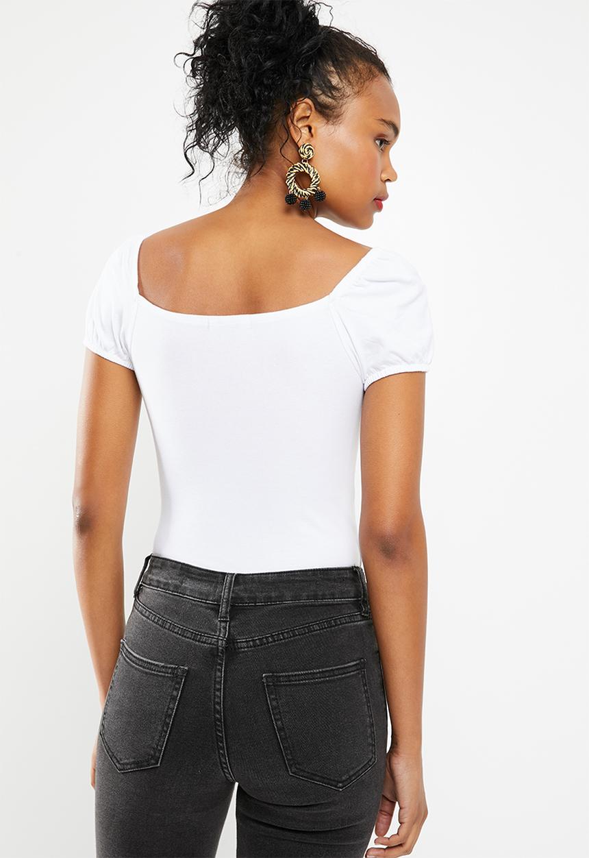 Superbalist - Puff sleeve knit tee - white