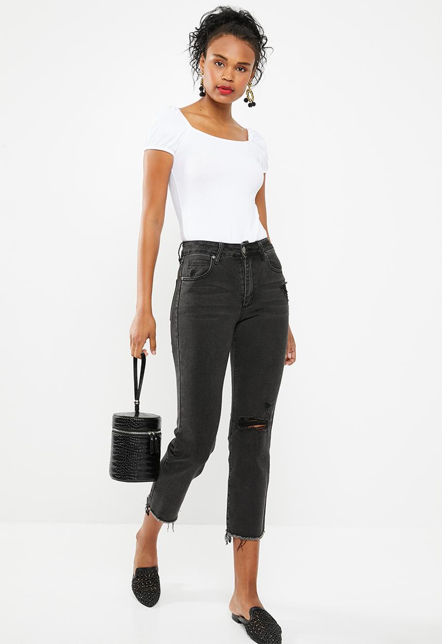 Superbalist - Puff sleeve knit tee - white