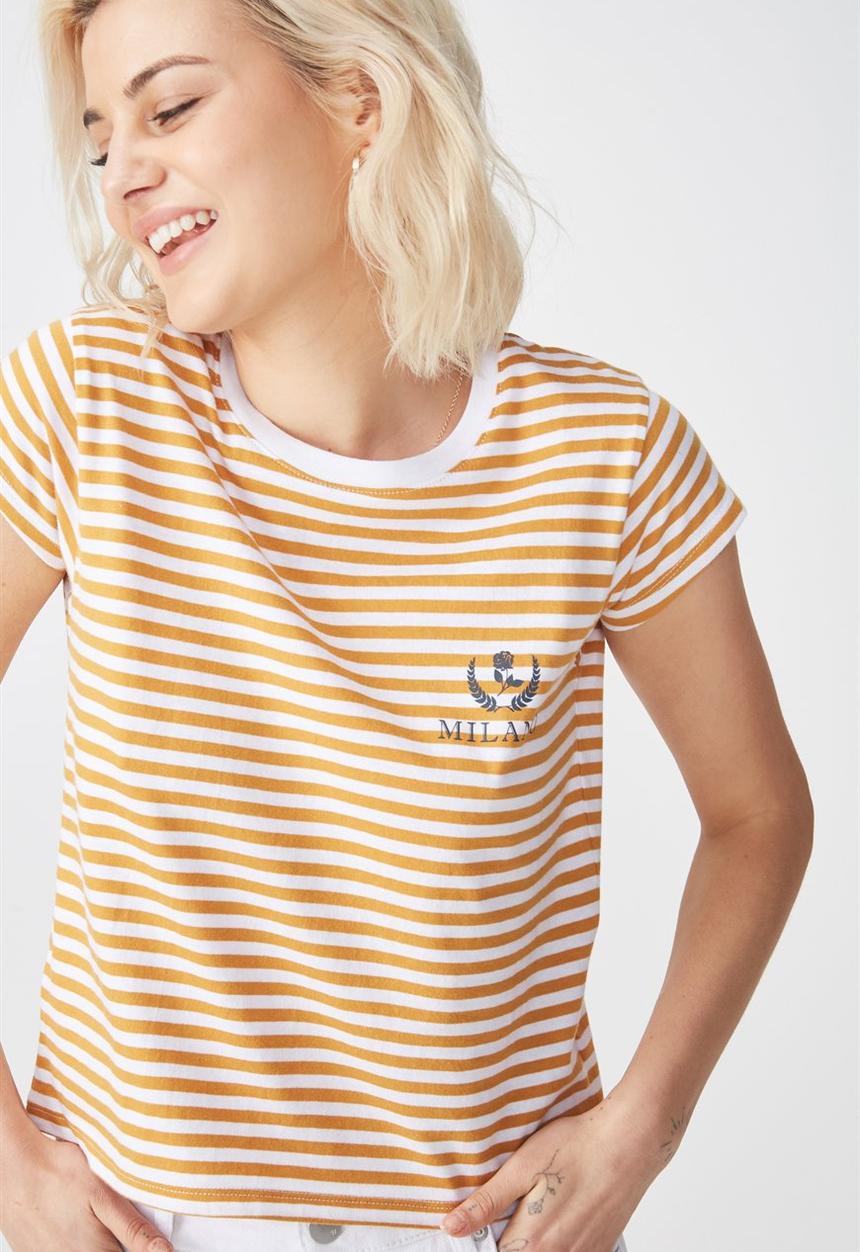 Cotton On - Tbar friends gra-milano - white & yellow 