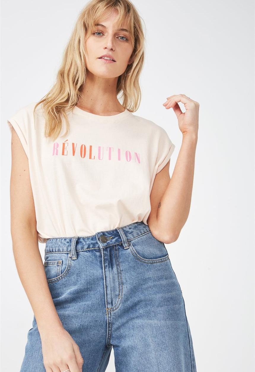 Cotton On - Tbar kelly drop shoulder - pink 
