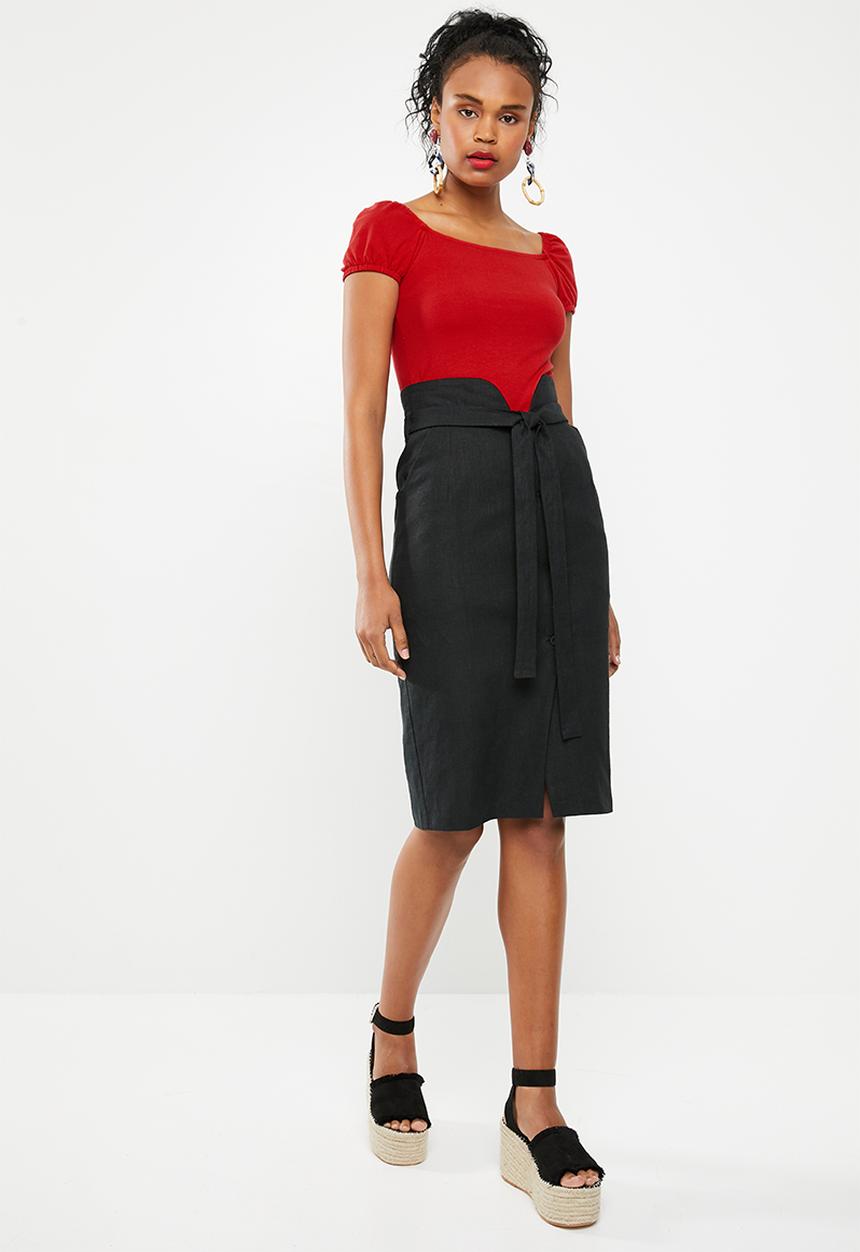 Superbalist - Puff sleeve knit tee - red