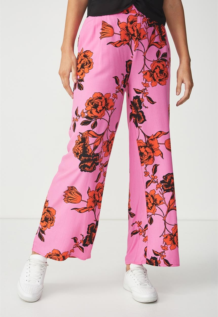 Cotton On - Wide leg pants floral - pink