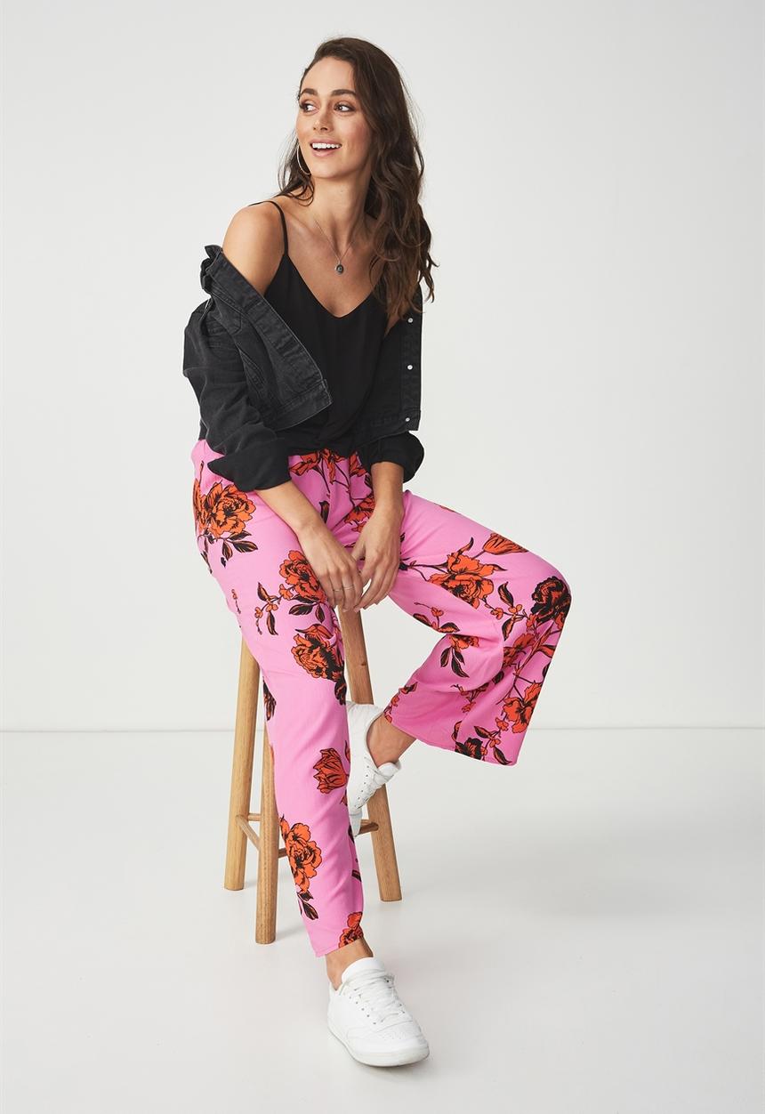 Cotton On - Wide leg pants floral - pink