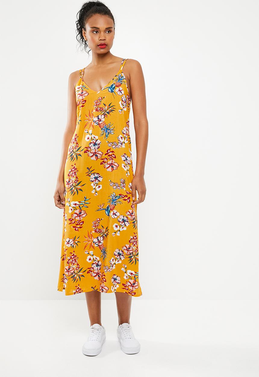 Superbalist - Strappy floral printed midi dress - yellow 