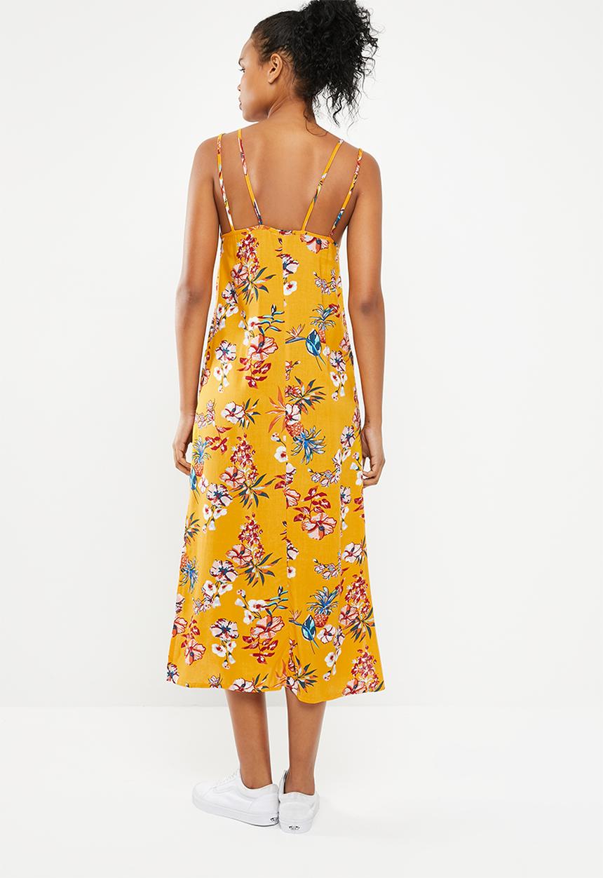 Superbalist - Strappy floral printed midi dress - yellow 