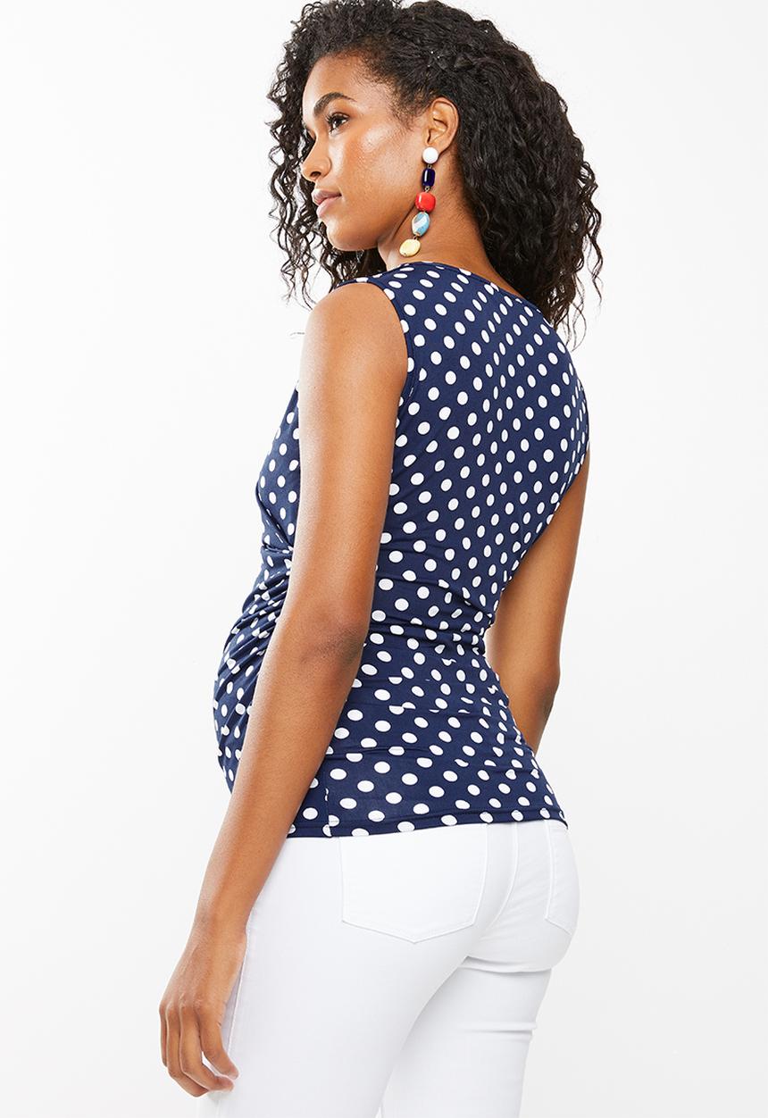 edit Maternity - Wrap over sleeveless top - navy