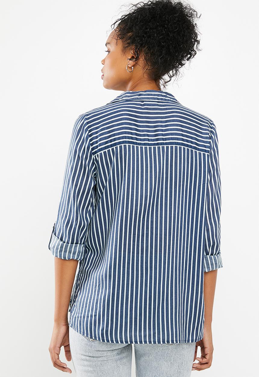Jacqueline de Yong - Elaine striped shirt - blue