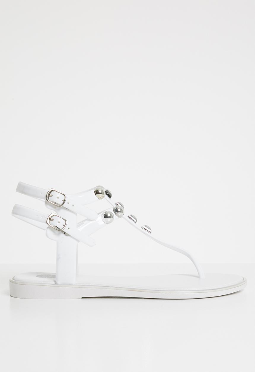 Footwork - Stud detail t-bar sandals - white