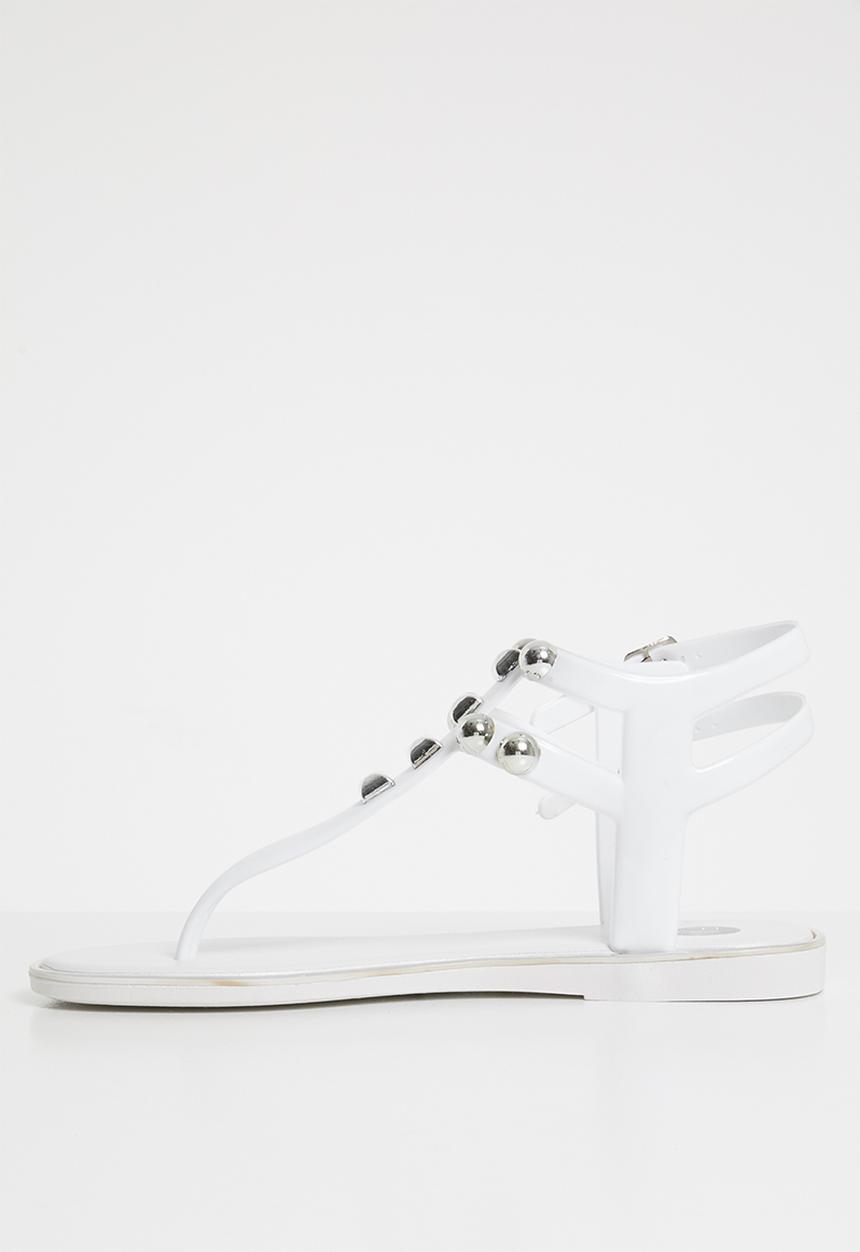 Footwork - Stud detail t-bar sandals - white