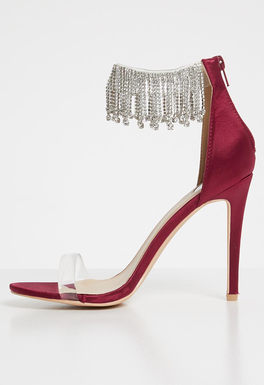 Footwork - Embellished ankle strap heels - burgundy