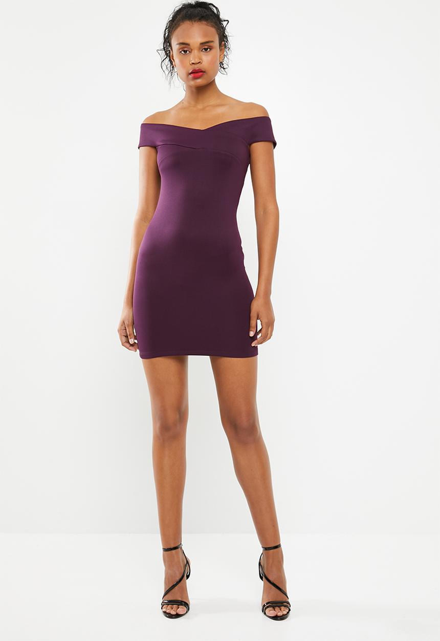 Superbalist - Wrap front bodycon dress with strap detail - burgundy 