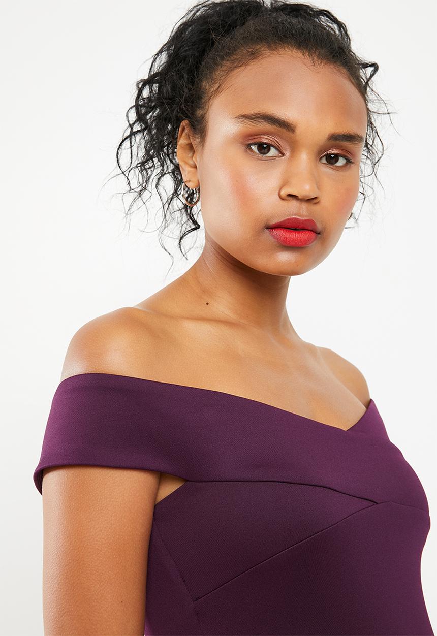 Superbalist - Wrap front bodycon dress with strap detail - burgundy 