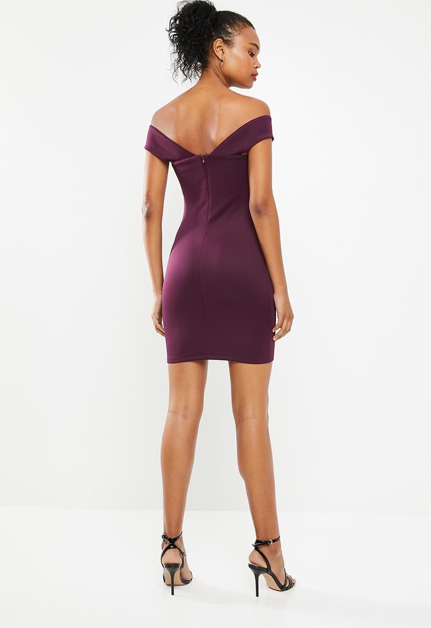 Superbalist - Wrap front bodycon dress with strap detail - burgundy 