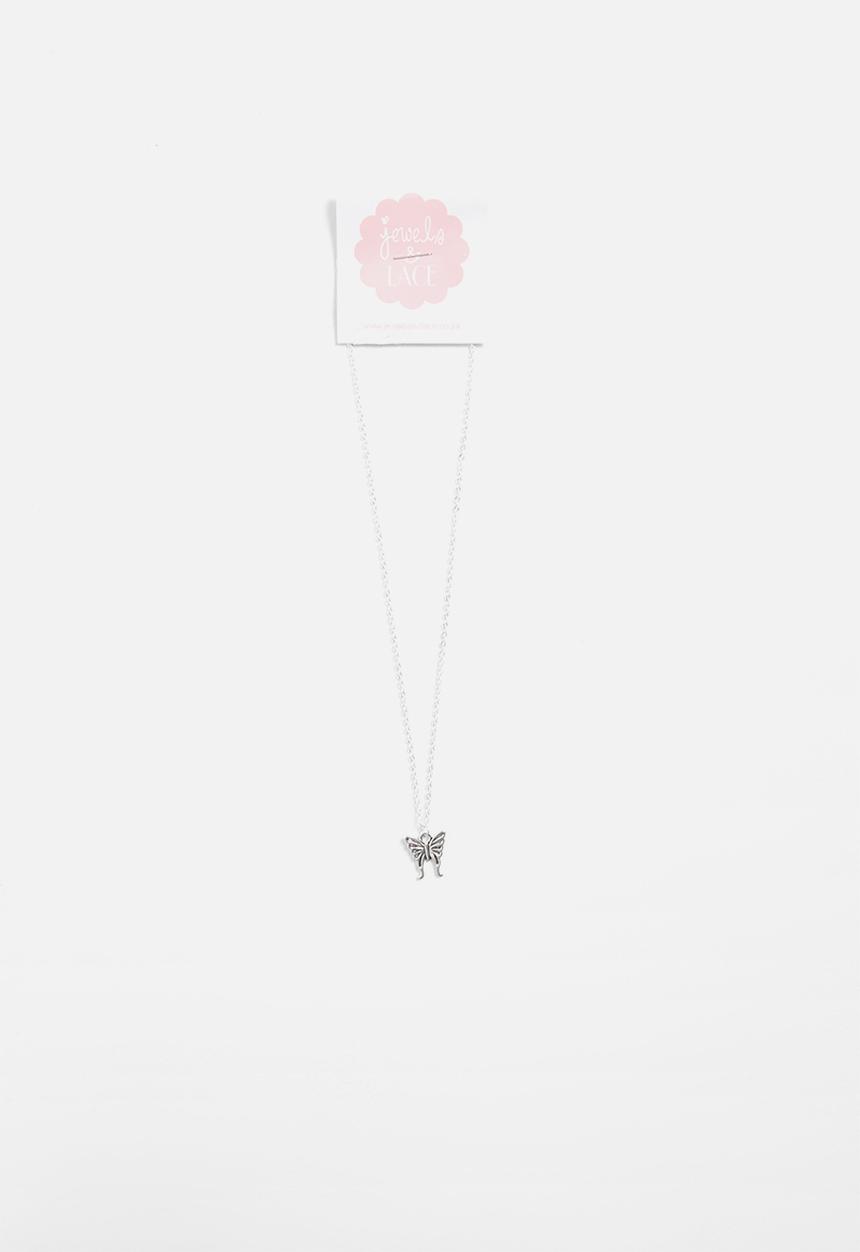 Jewels and Lace - Butterfly necklace - silver