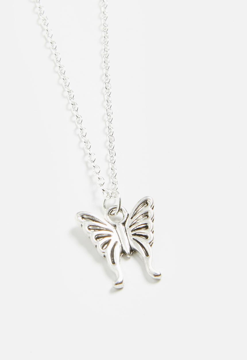 Jewels and Lace - Butterfly necklace - silver