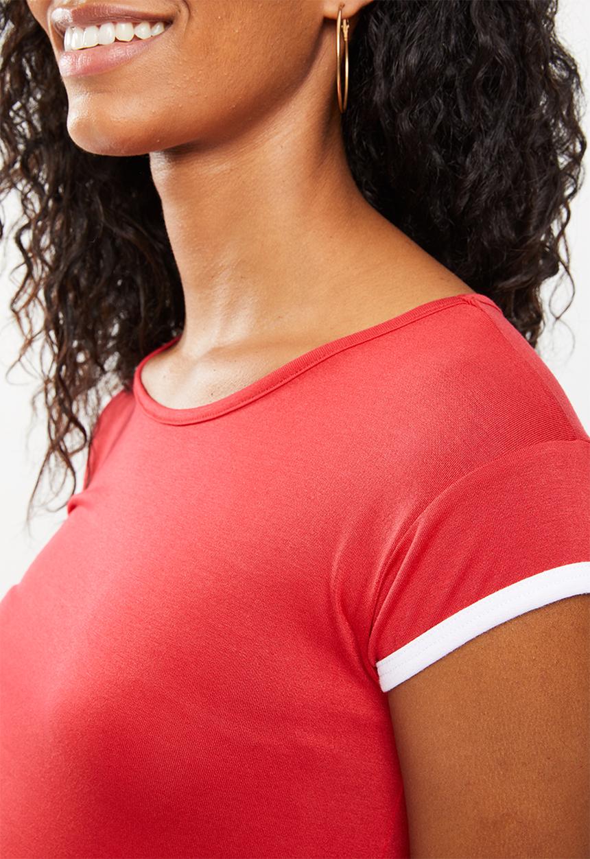 edit Maternity - Contrast gauged top - red