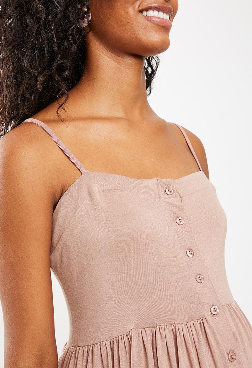 edit Maternity - Button down sun dress - pink