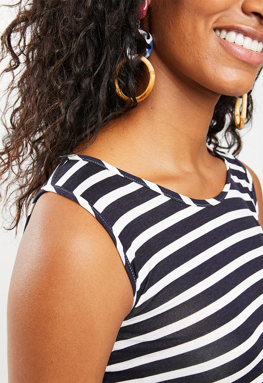 edit Maternity - Tank style dress - navy & white