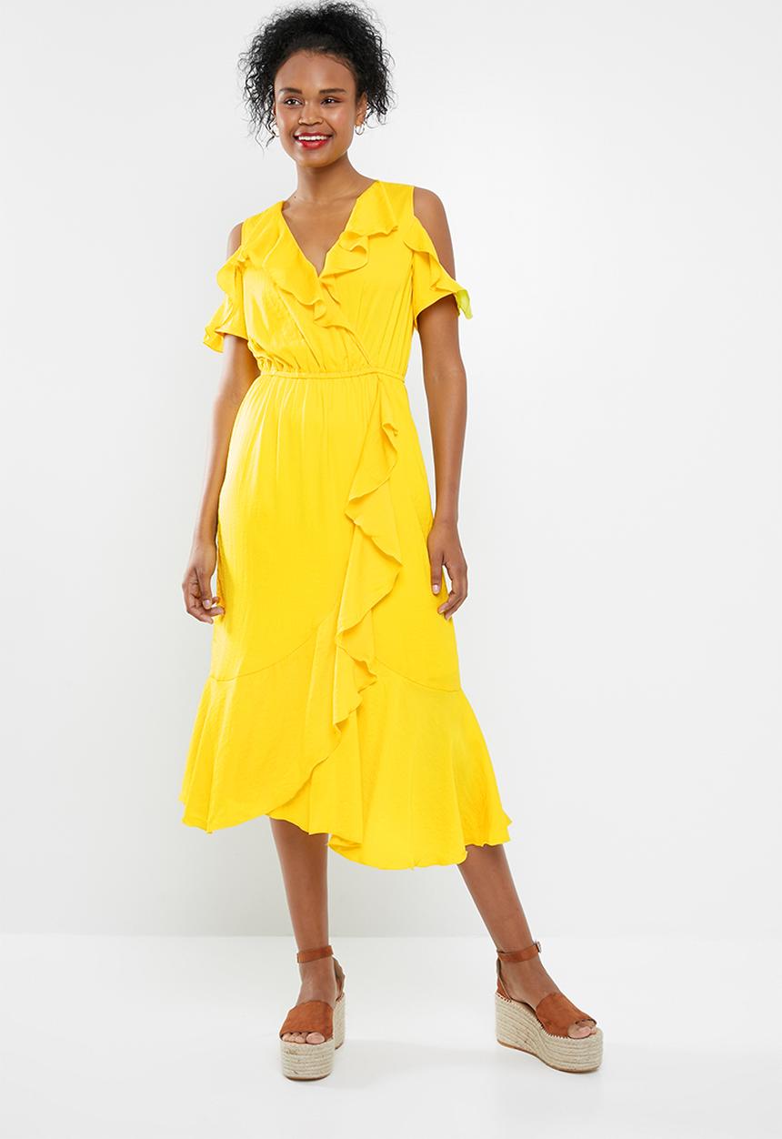 ONLY - Mira frill maxi dress - yellow