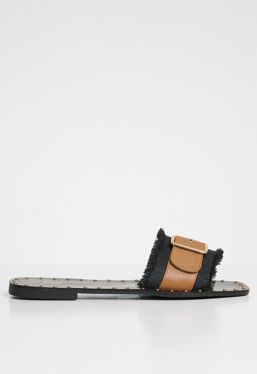 Plum - Buckle detail sandals - tan & black 
