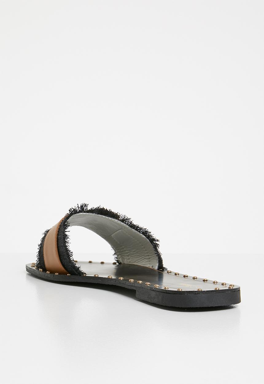 Plum - Buckle detail sandals - tan & black 