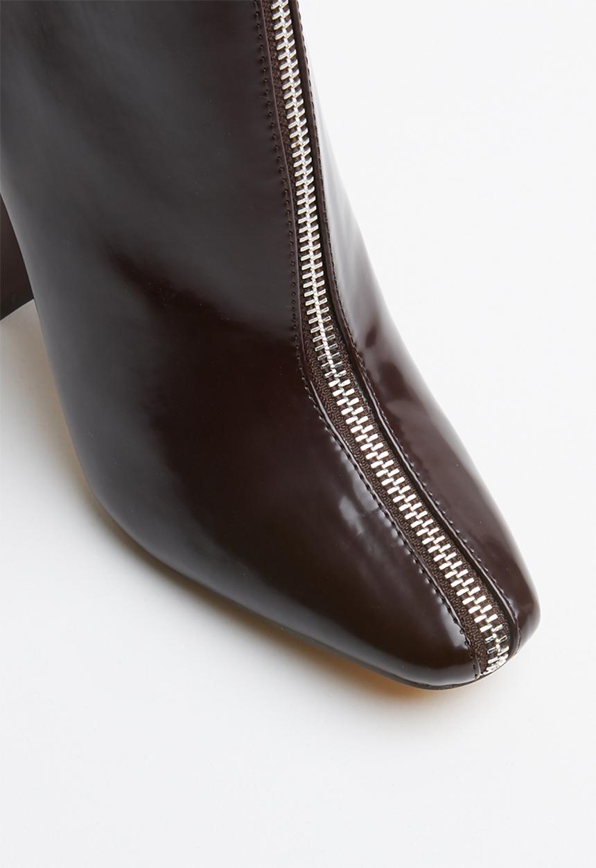 Missguided - Feature heel front zip ankle boot - burgundy 