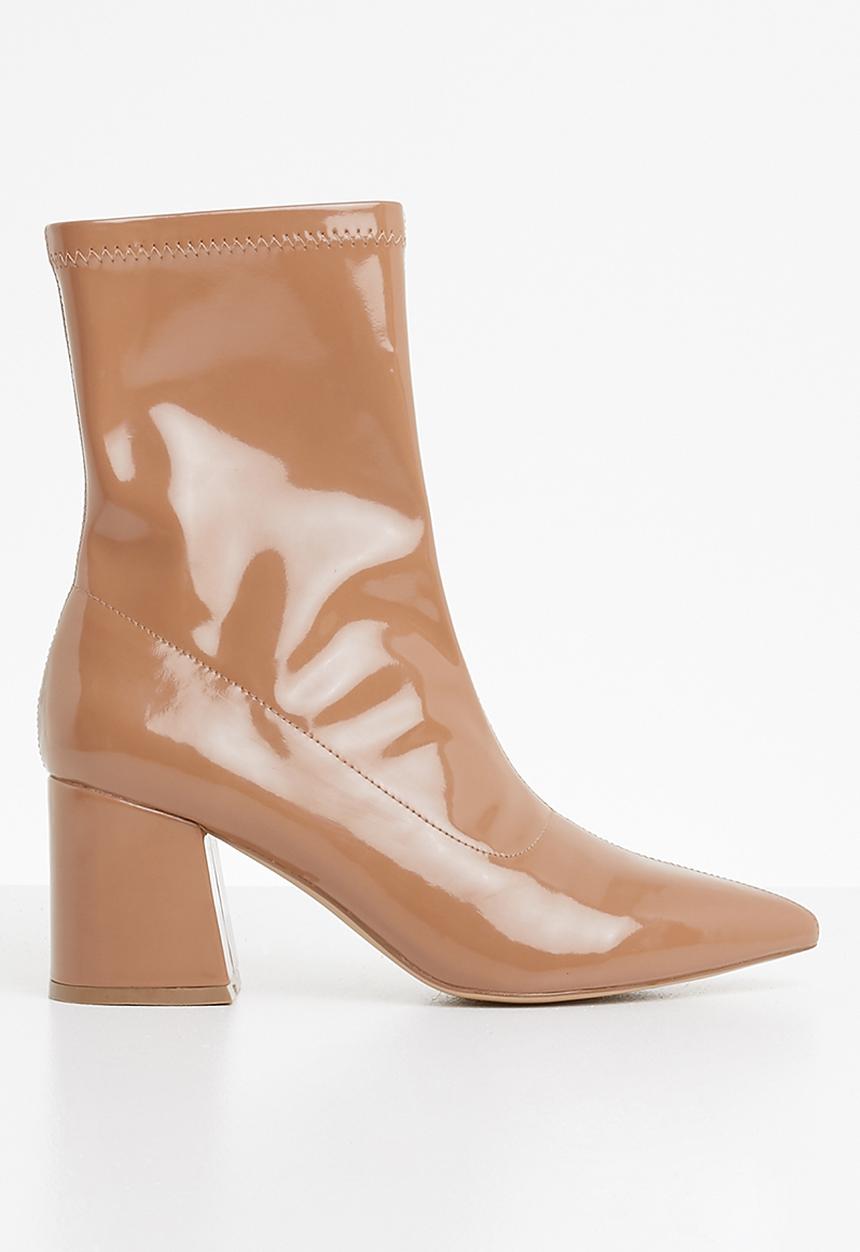 Missguided - Mid heel sock boot patent - neutral
