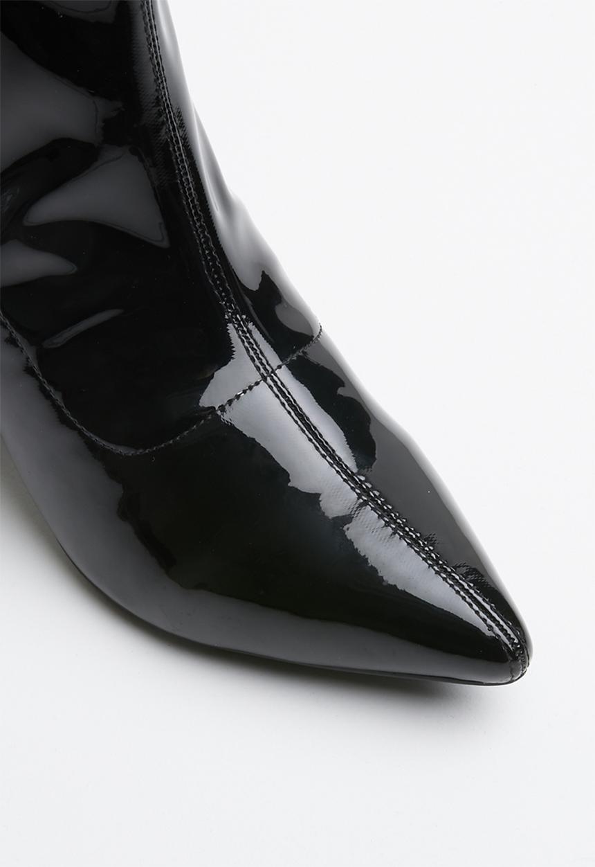 Missguided - Mid heel sock boot patent - black