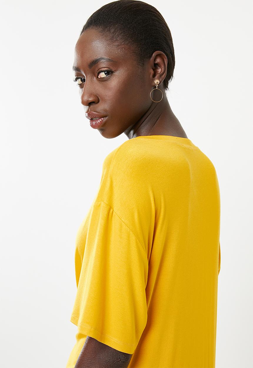 Superbalist - T-shirt dress with tie front - yellow