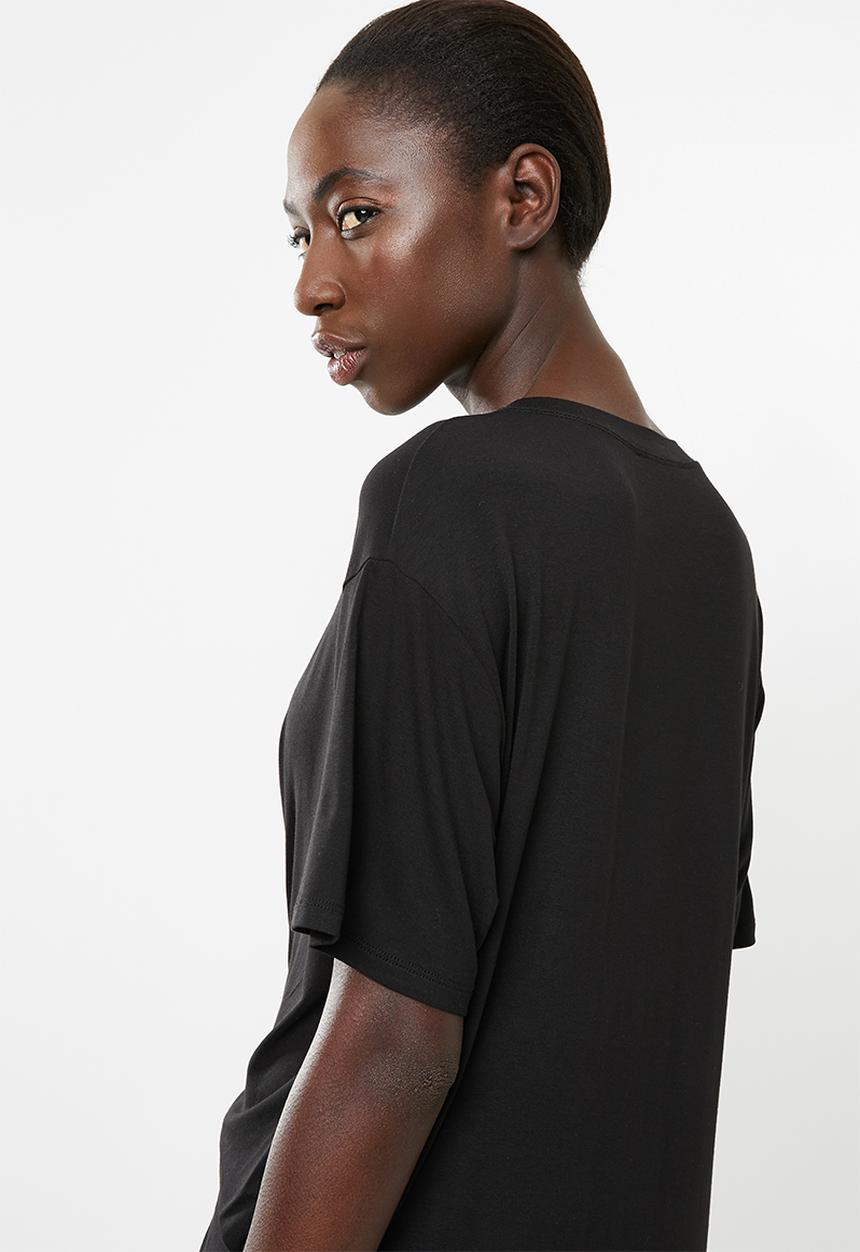Superbalist - T-shirt dress with tie front - black