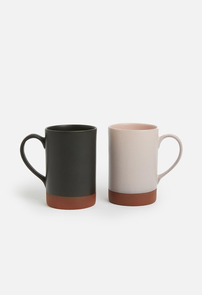 Urchin Art - Element mug set of 2 - black/pink