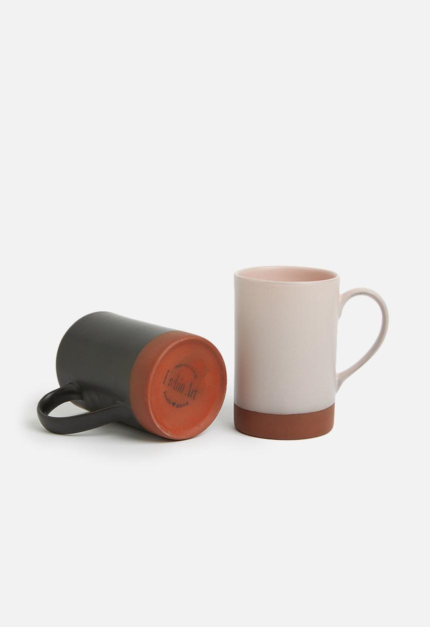 Urchin Art - Element mug set of 2 - black/pink