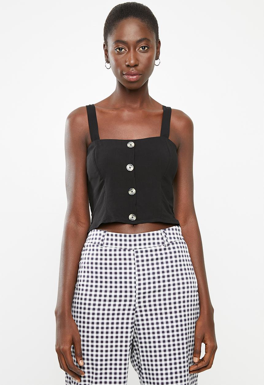 Superbalist - Button through cami top - black