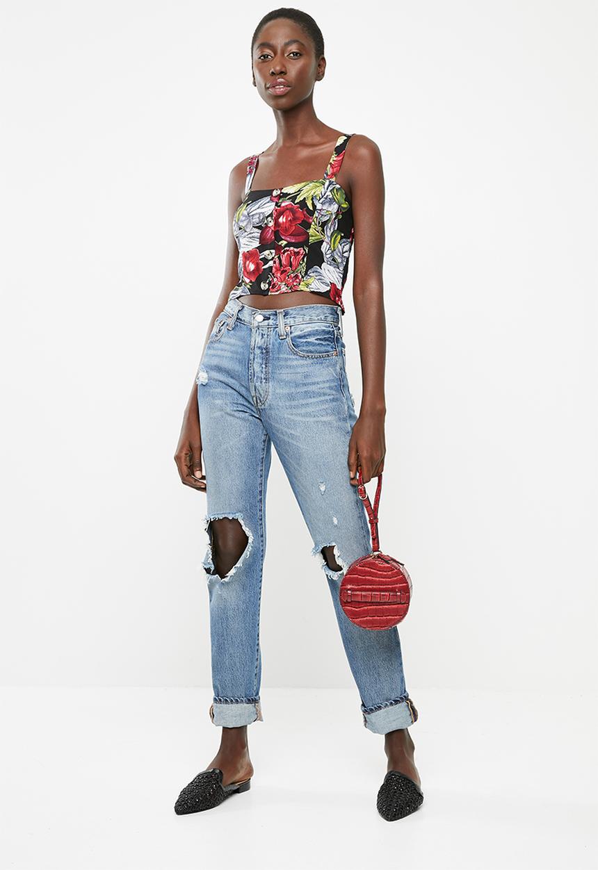 Superbalist - Button through cami top - black floral