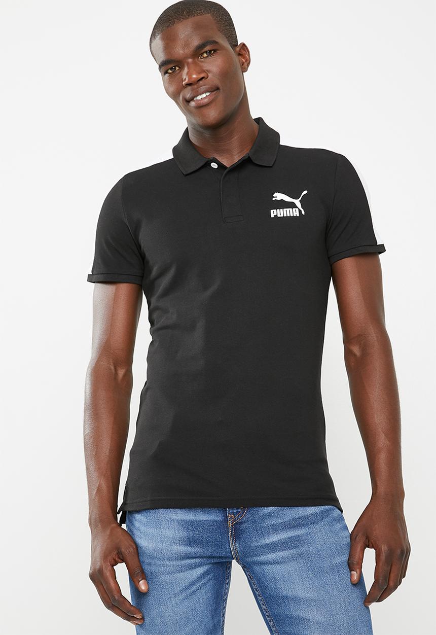 PUMA - Classics T7 polo slim cotton - black & white 