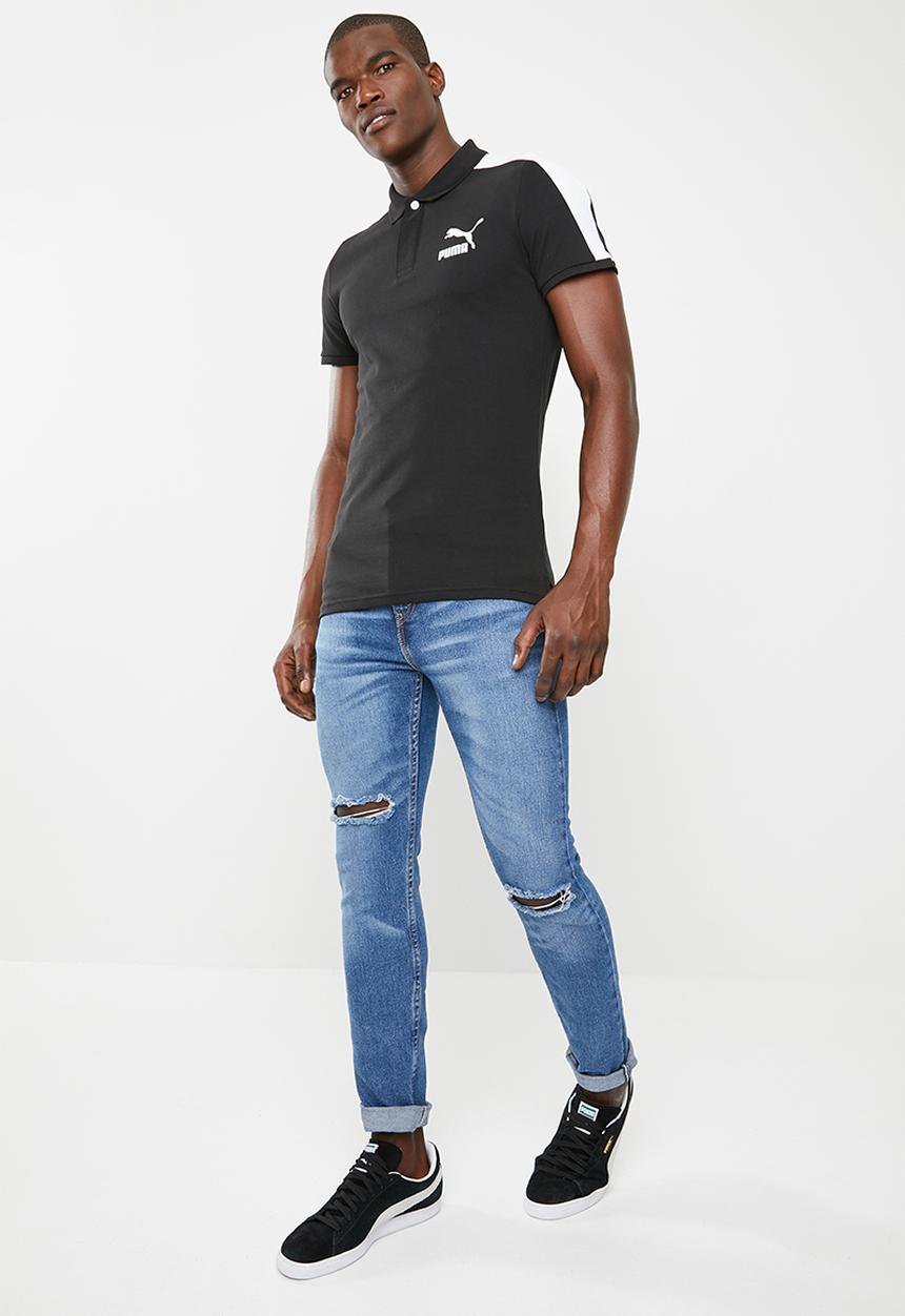 PUMA - Classics T7 polo slim cotton - black & white 