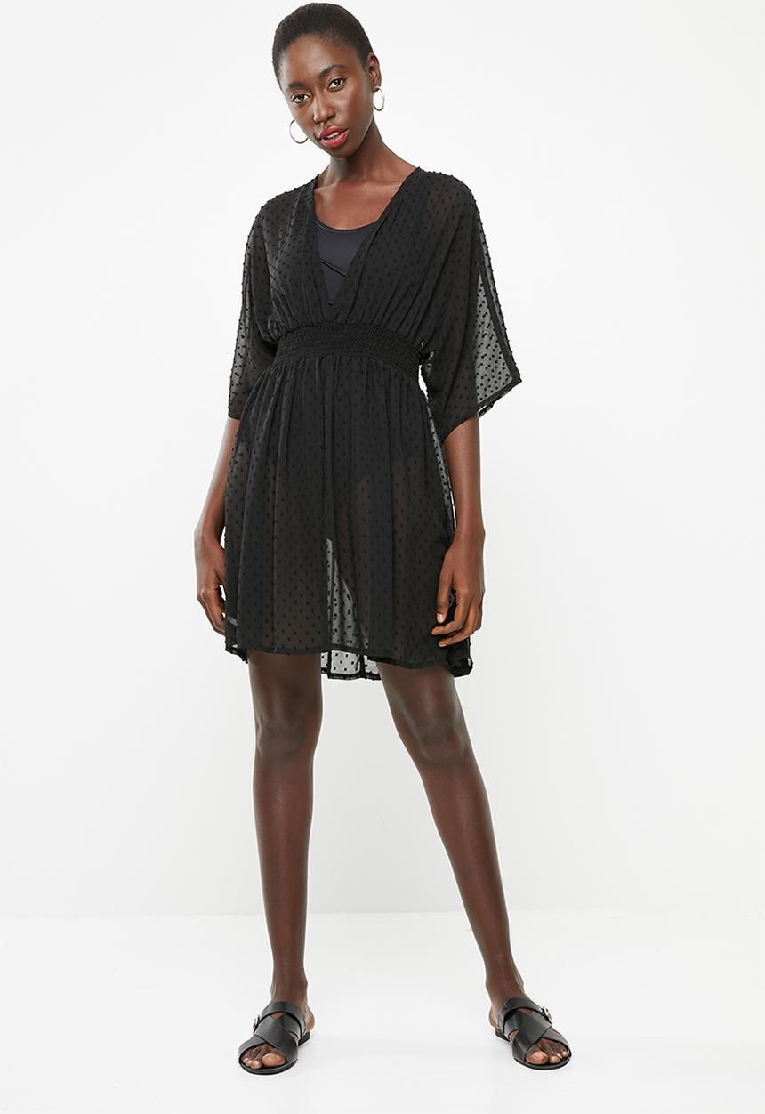 Superbalist - Short V'neck cover up - black