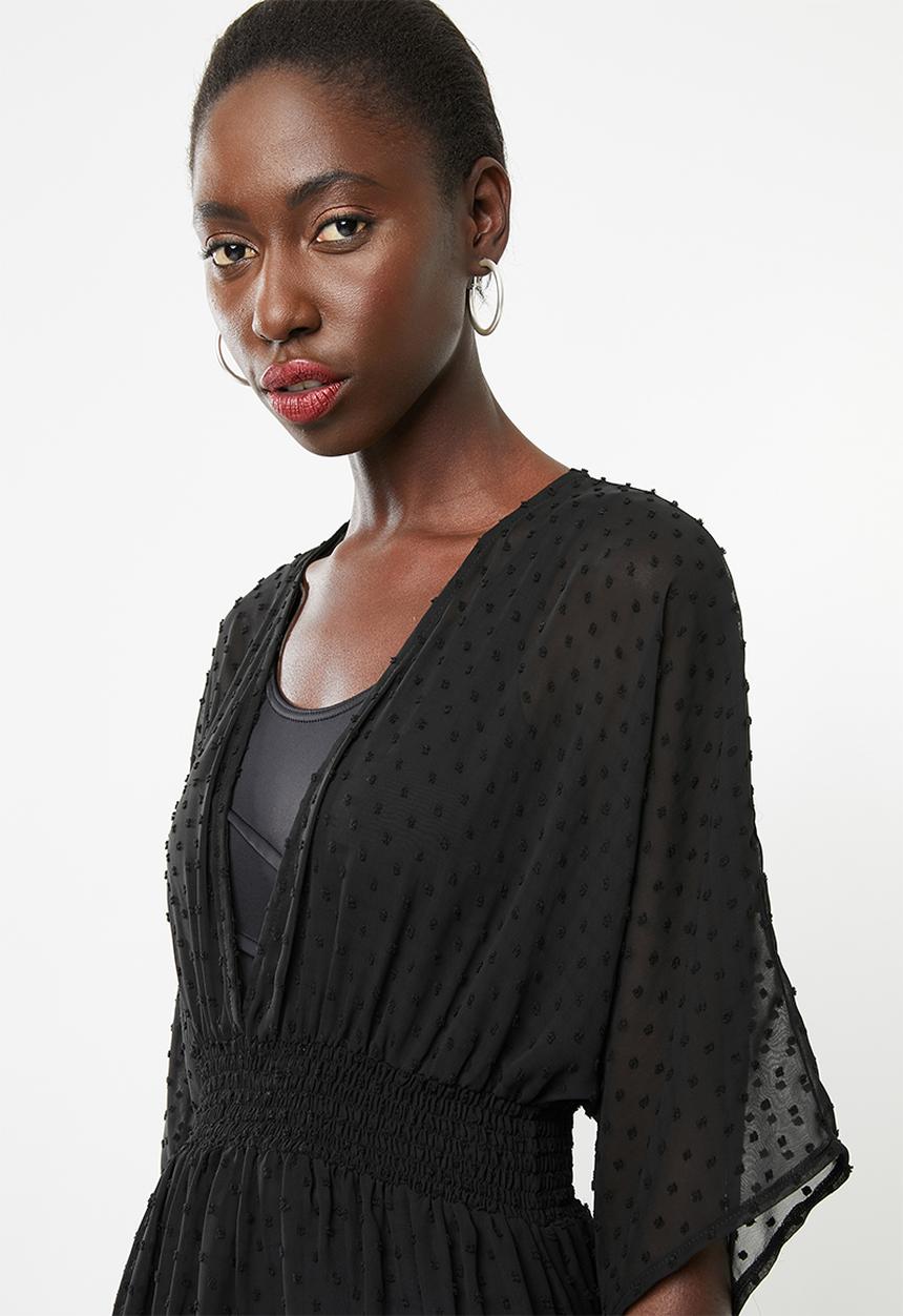 Superbalist - Short V'neck cover up - black
