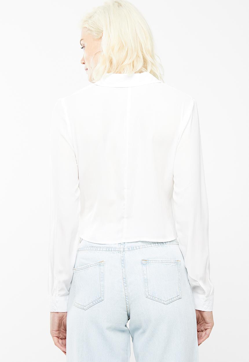 Missguided - Wrap over tie side blouse - white