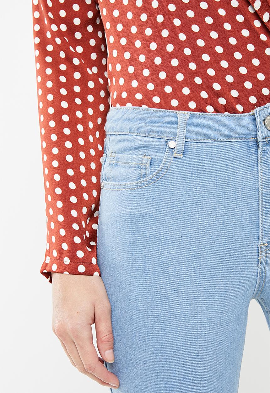 Missguided - Mid rise cropped straight leg jean - blue