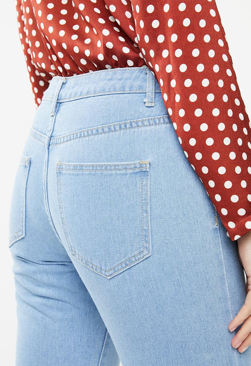 Missguided - Mid rise cropped straight leg jean - blue