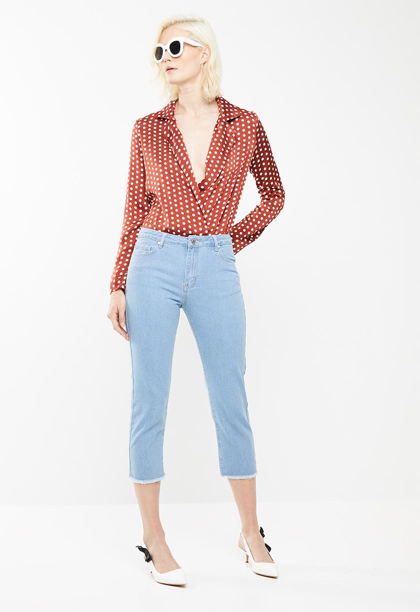 Missguided - Mid rise cropped straight leg jean - blue