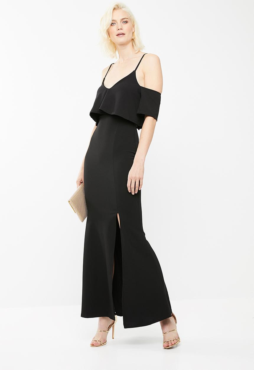 Missguided - Strappy frill fishtail dress - black