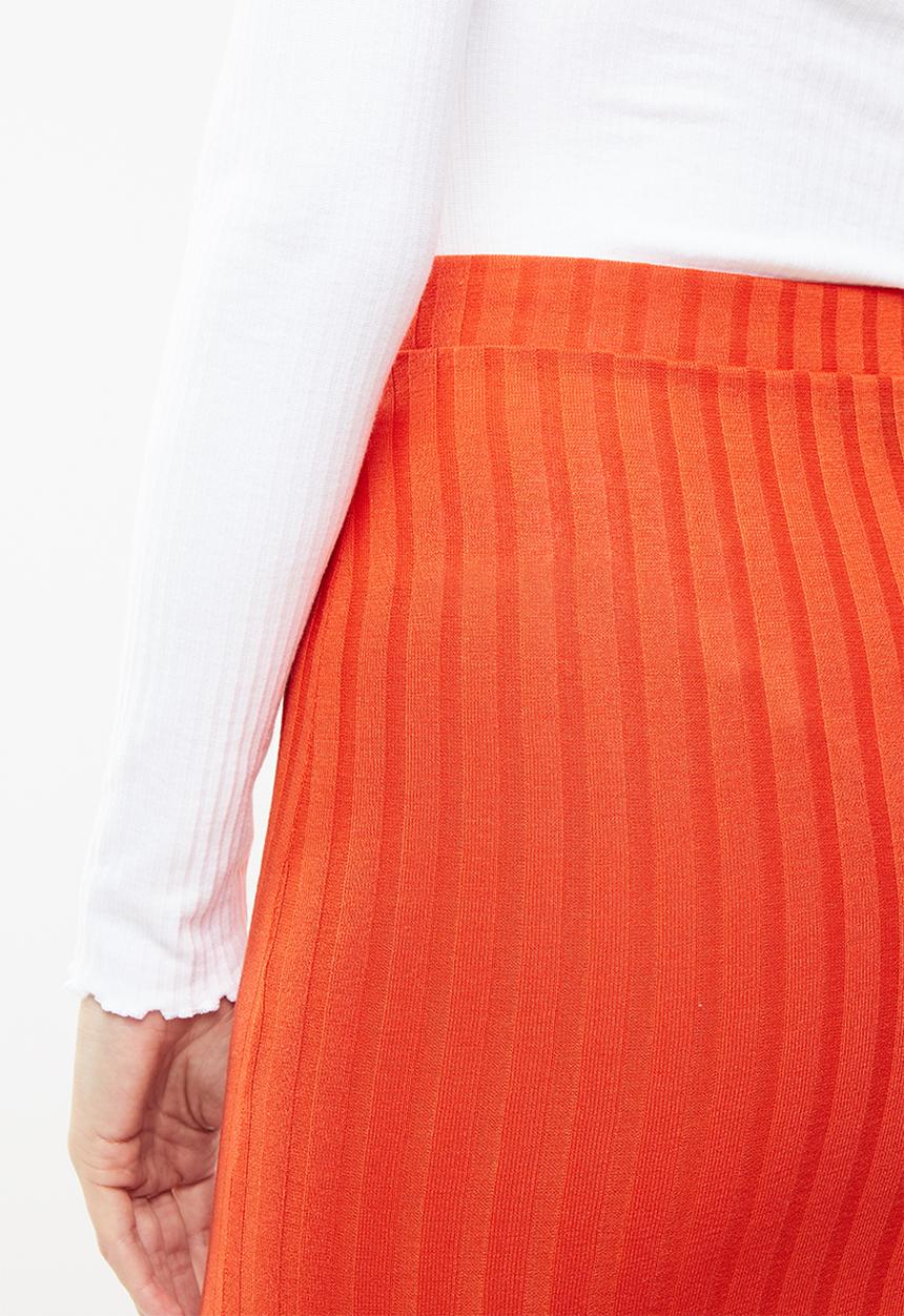 Missguided - Ribbed slit front maxi skirt - orange