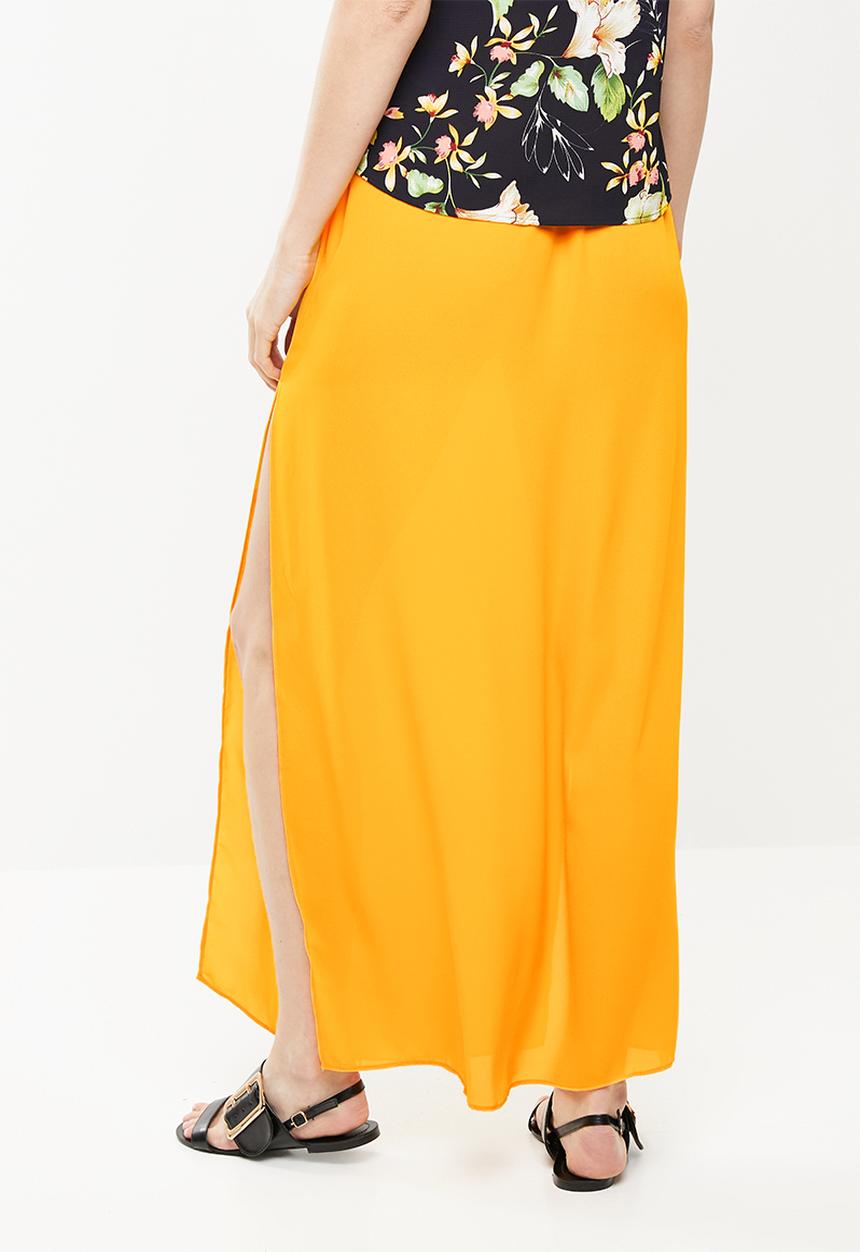 Missguided - Double split side maxi skirt - yellow