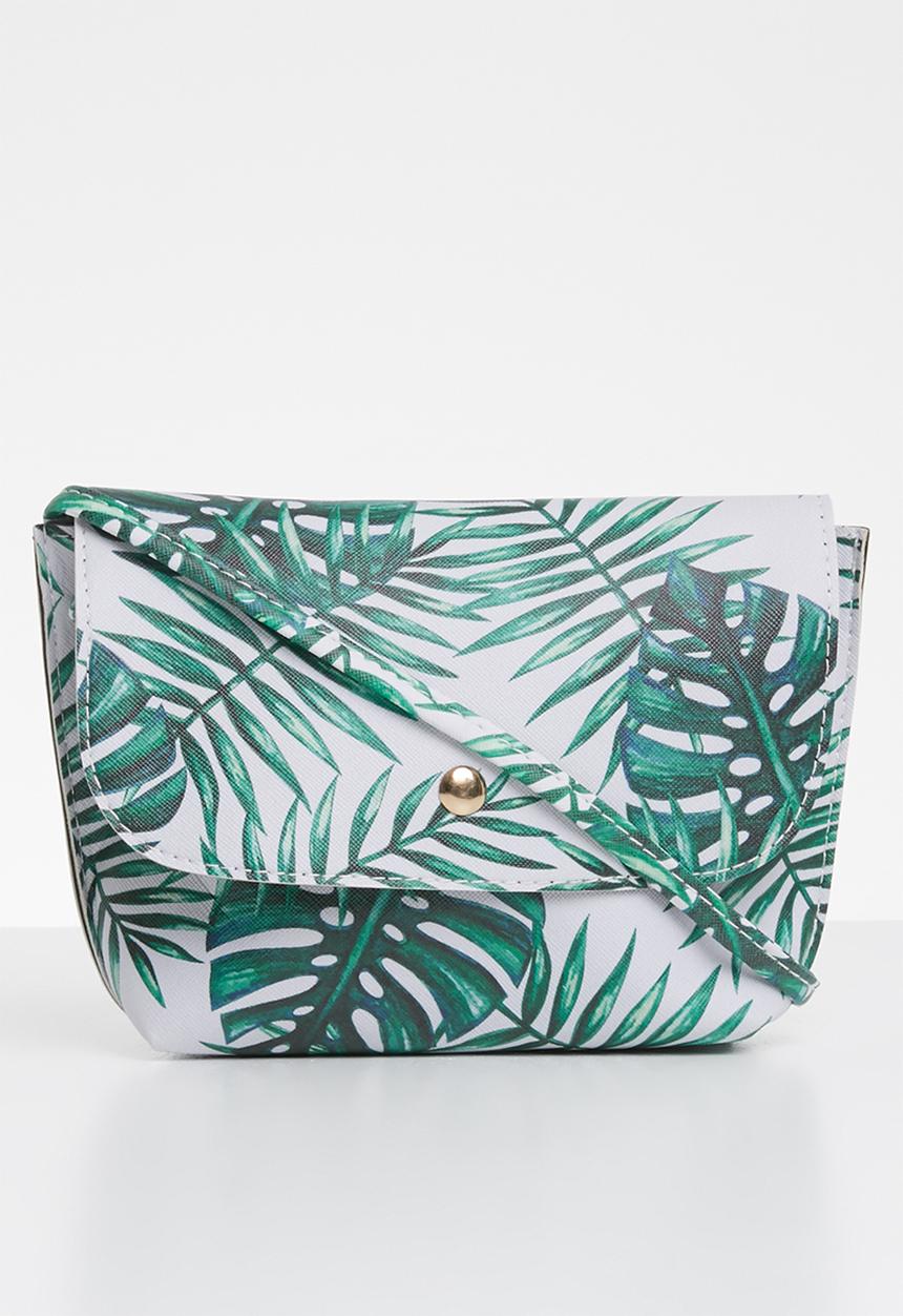 Pop Candy - Printed sling bag - green & white