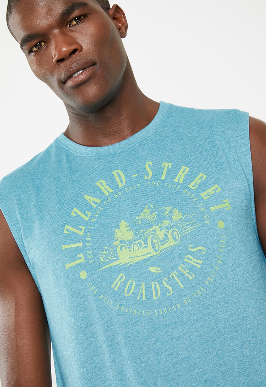 Lizzard - Boris cut off tee - blue