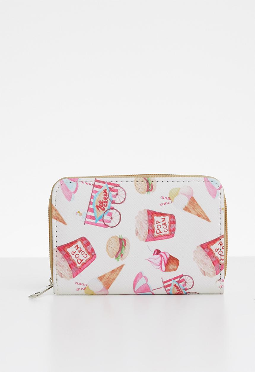 Pop Candy - Printed purse - cream & pink 